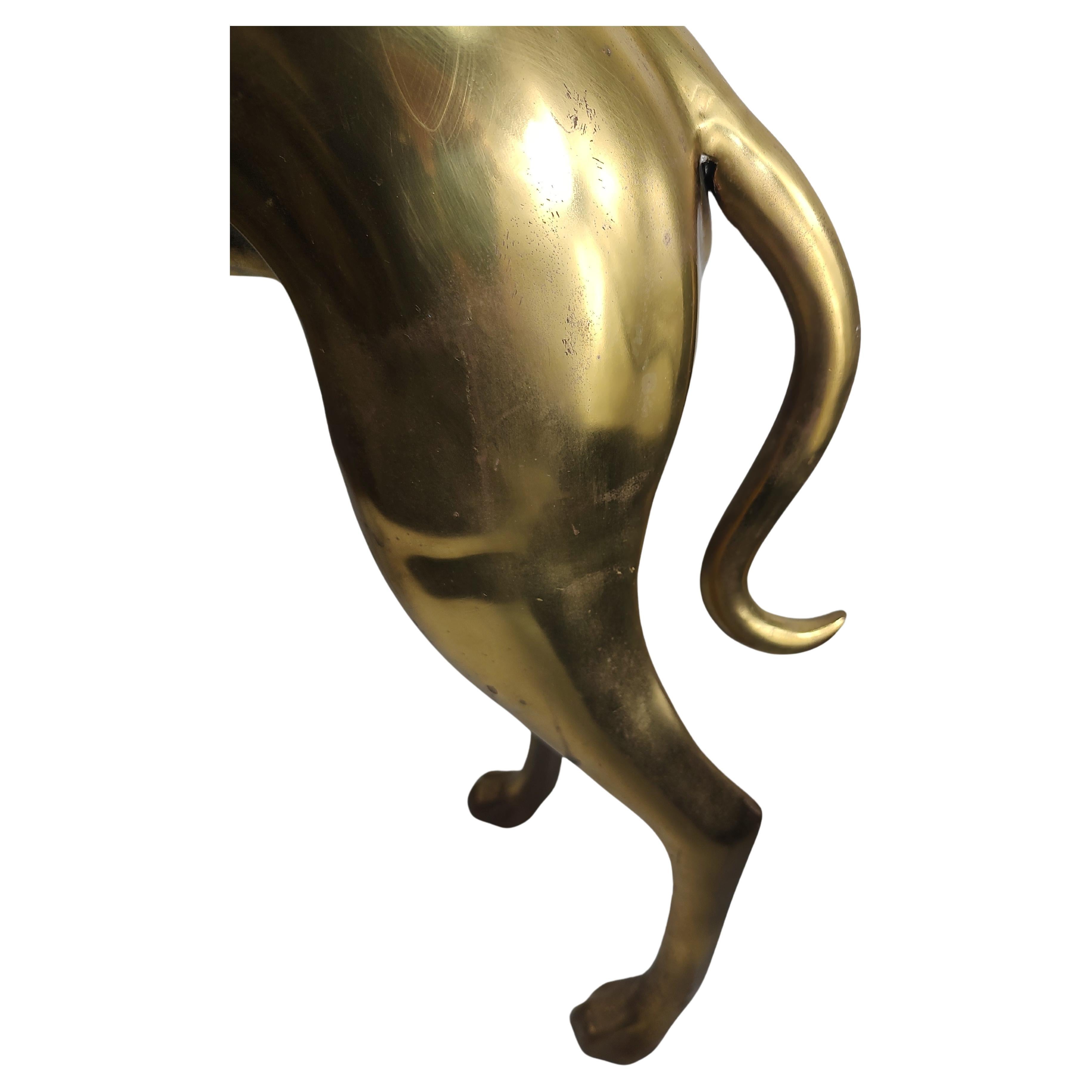 Italian Mid Century Modern Brass Life Size Sculpture of a Whippett  For Sale