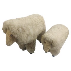 Vintage Pair of Sheep Sculptures Style of a French Artist C1985