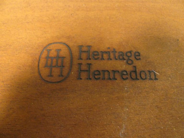 MidCentury Modern Leather Top Round Cocktail Table Henredon Heritage