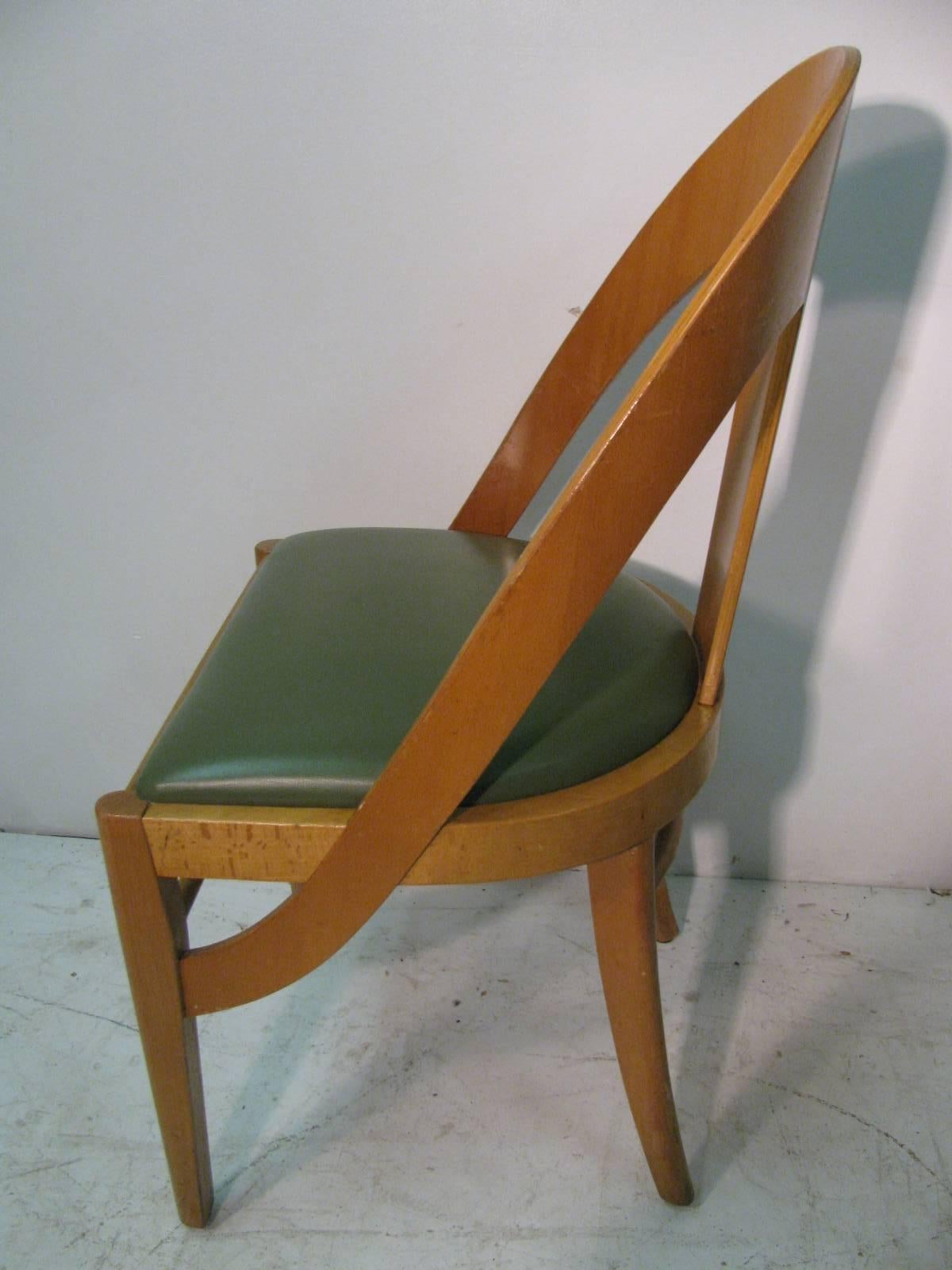 Late 20th Century  Mid-Century Modern Bent Maple Spoon Back Cafe Dining Chairs 3 Available