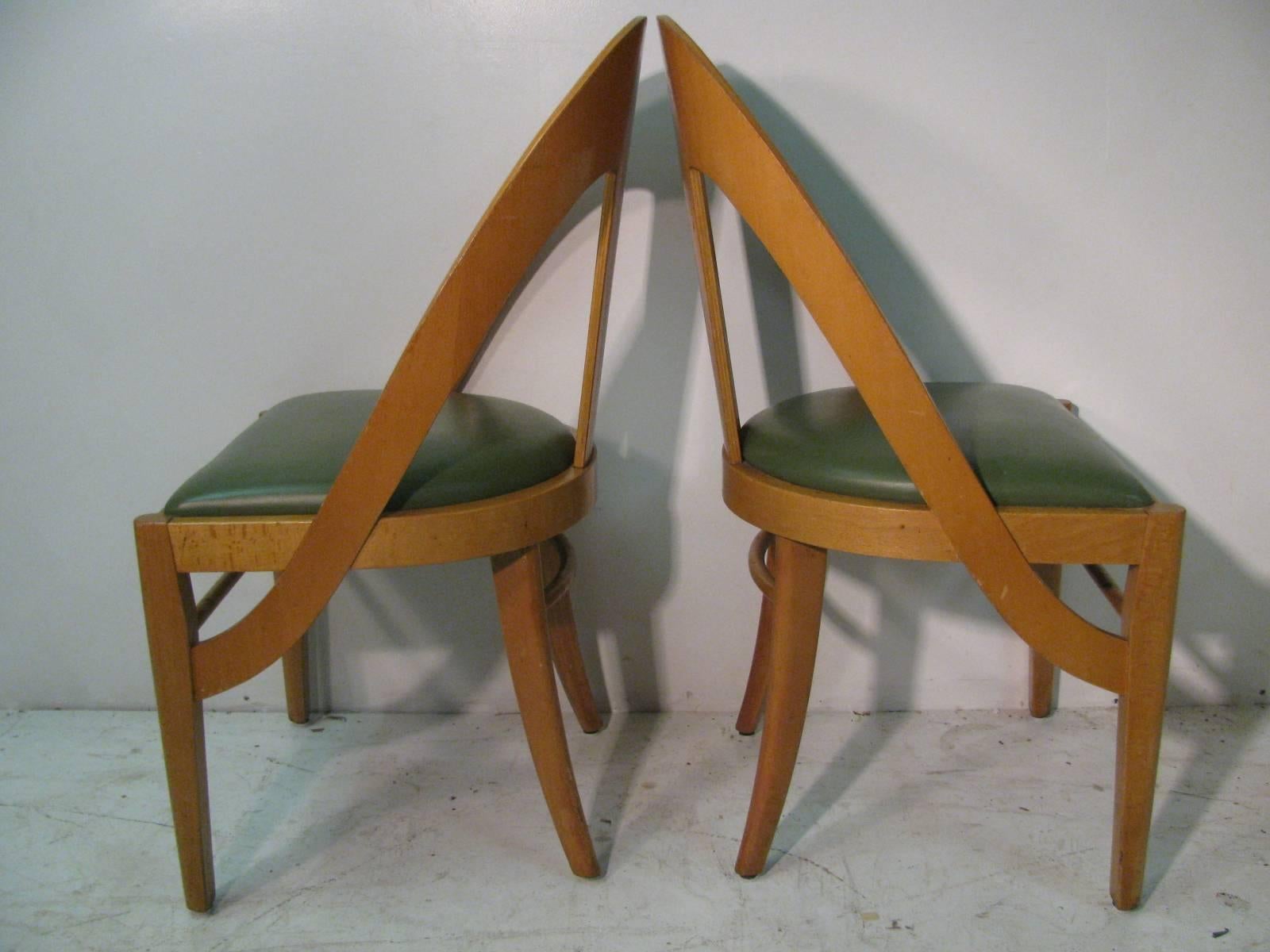 Laminated Mid-Century Modern Bent Maple Spoon Back Cafe Dining Chairs 3 Available