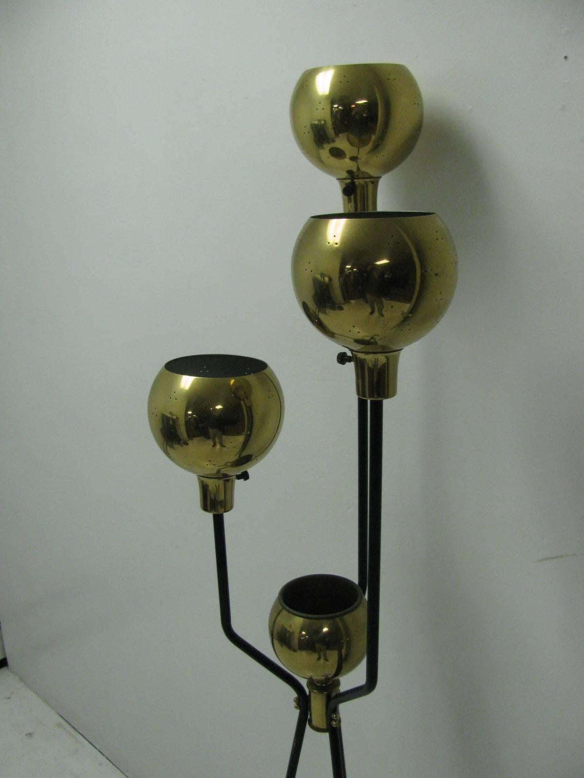 Brass Mid Century Modern Floor Lamp Style of Greta Grossman