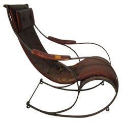 19th Century Campaign Iron with Leather Rocking Chair R.W. Winfield