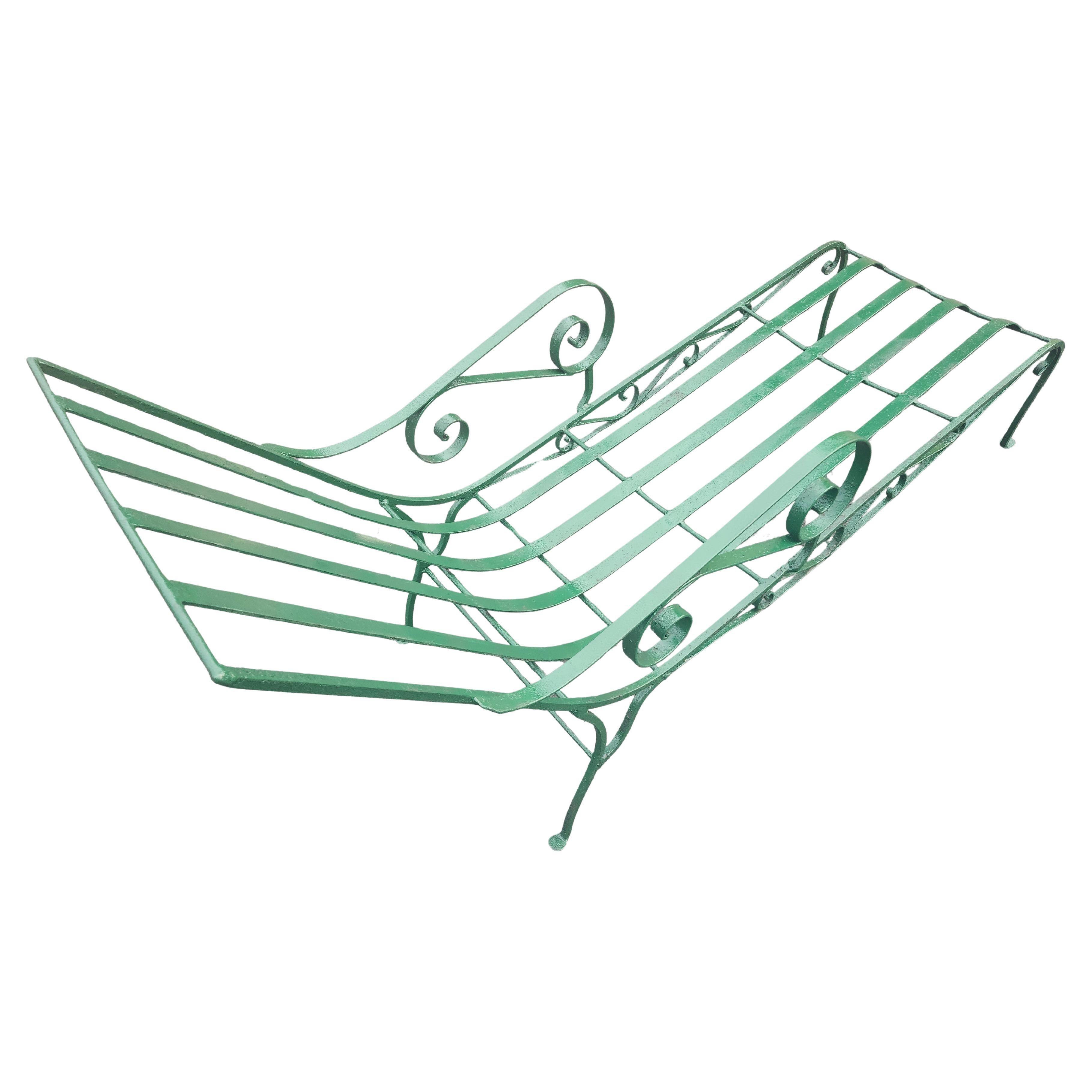Mid Century Classic Heavy Iron Chaise Lounge von Salterini C1945 restauriert (Handgefertigt) im Angebot