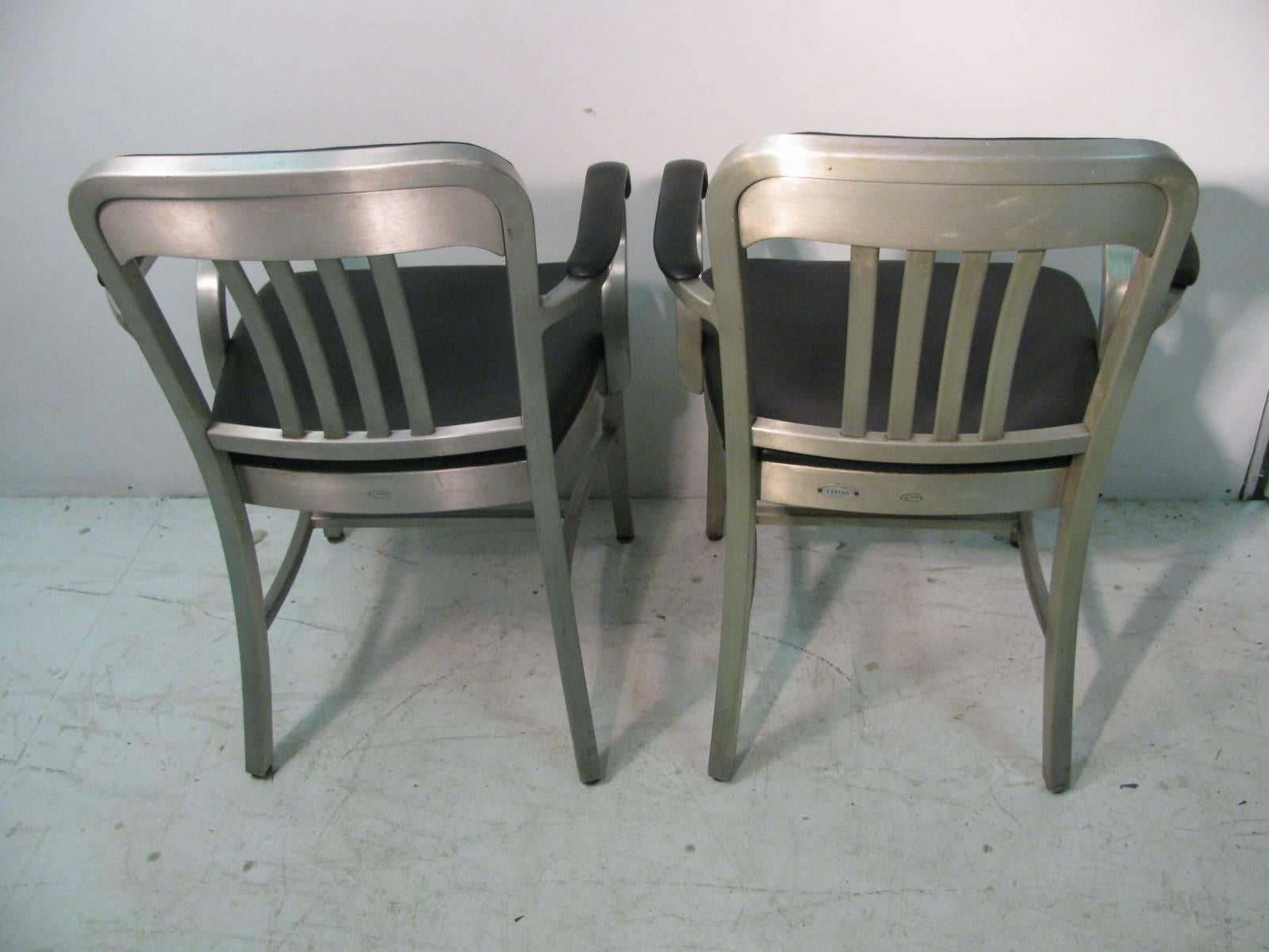 Industrial Set of Four Aluminum Mid Century GoodForm Dining Chairs by General Fireproofing