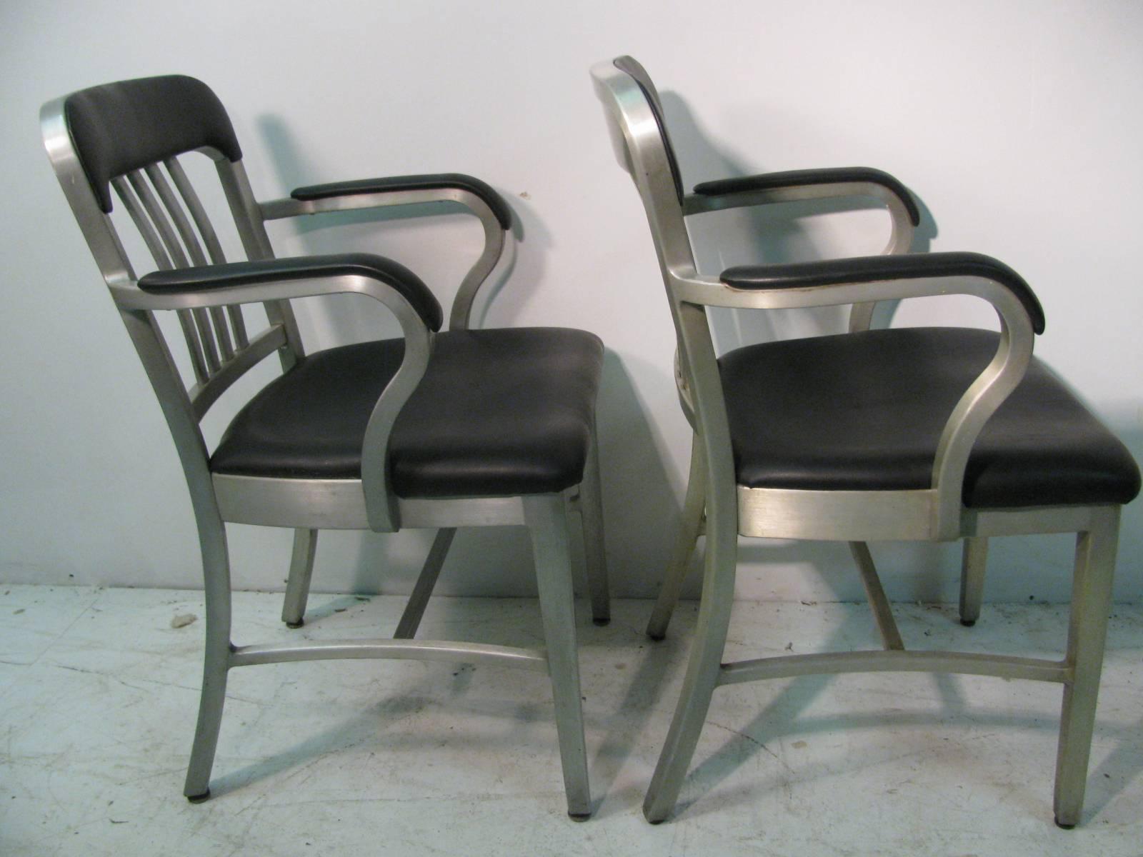 American Set of Four Aluminum Mid Century GoodForm Dining Chairs by General Fireproofing