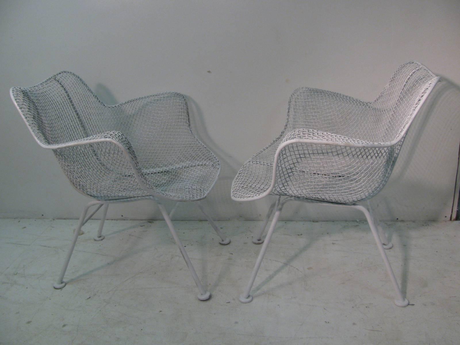 Simple and elegant wire mesh chairs. Classic timeless beauties. Set of six which have been recently coated. Outdoor dining table is in another listing. All inquiries please call or just press “Contact Dealer” button.