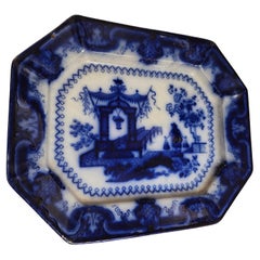 Early 19th Century Large English Flow Blue Ironstone Platter