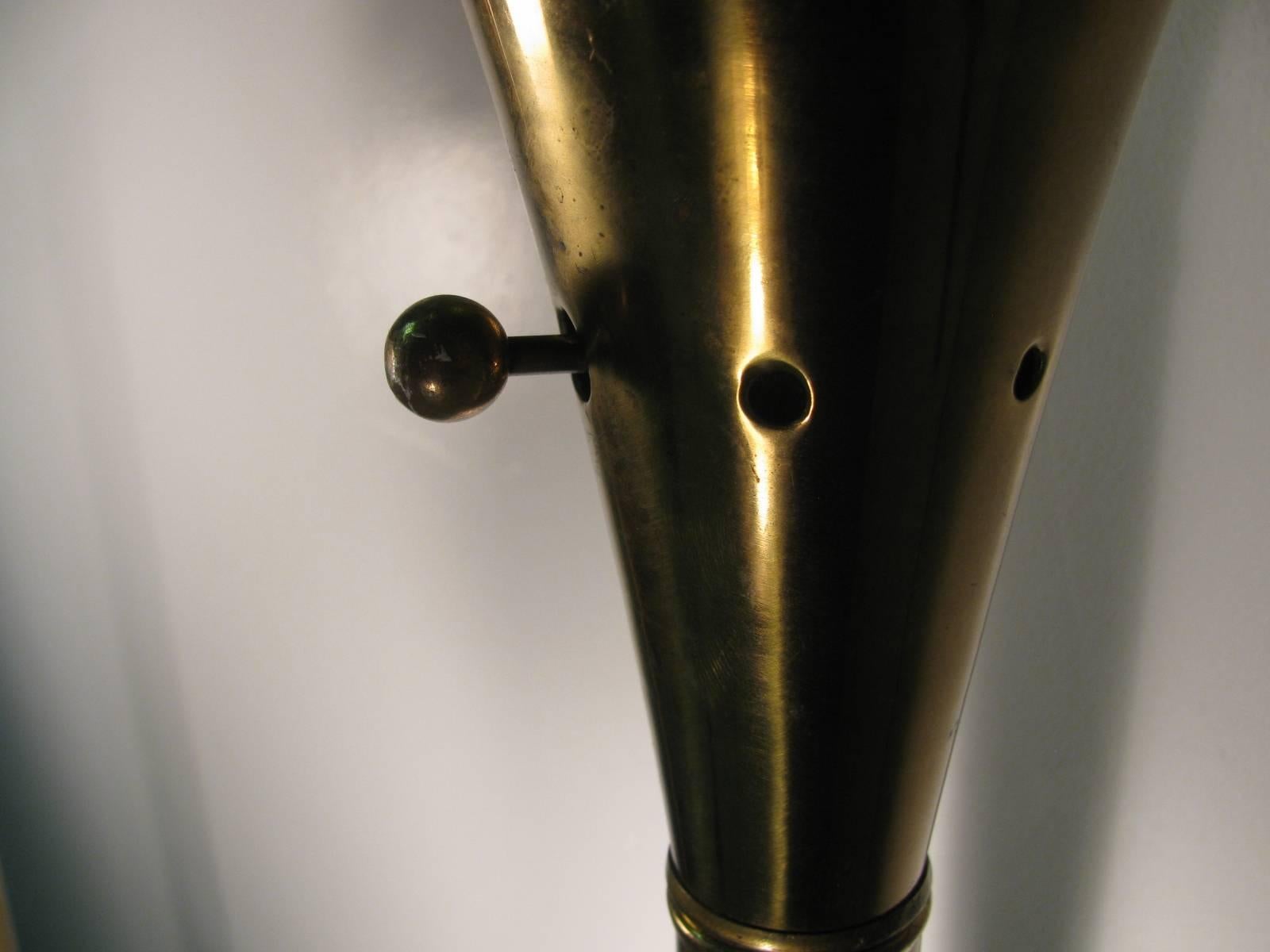 Mid-Century Modern Pair of Laurel Brass Torchiere Floor Lamps