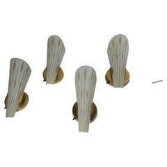 2 Pairs Mid Century Modern Glass & Brass Wall Sconces by Progress Lighting