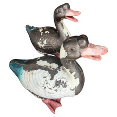 Pair of Mid Century Cast Iron Garden Ducks C1960