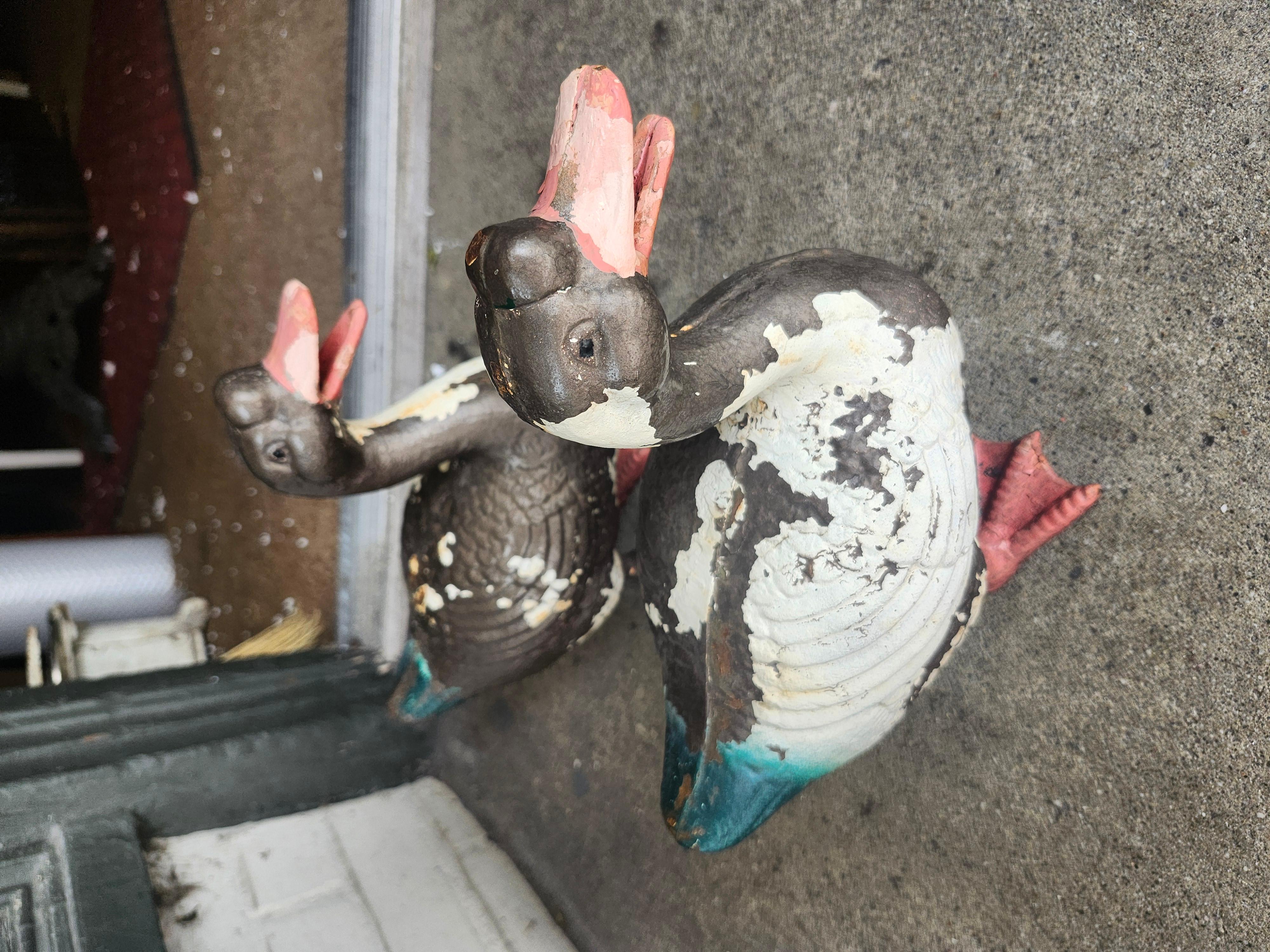 Pair of Mid Century Cast Iron Garden Ducks C1960 For Sale 1