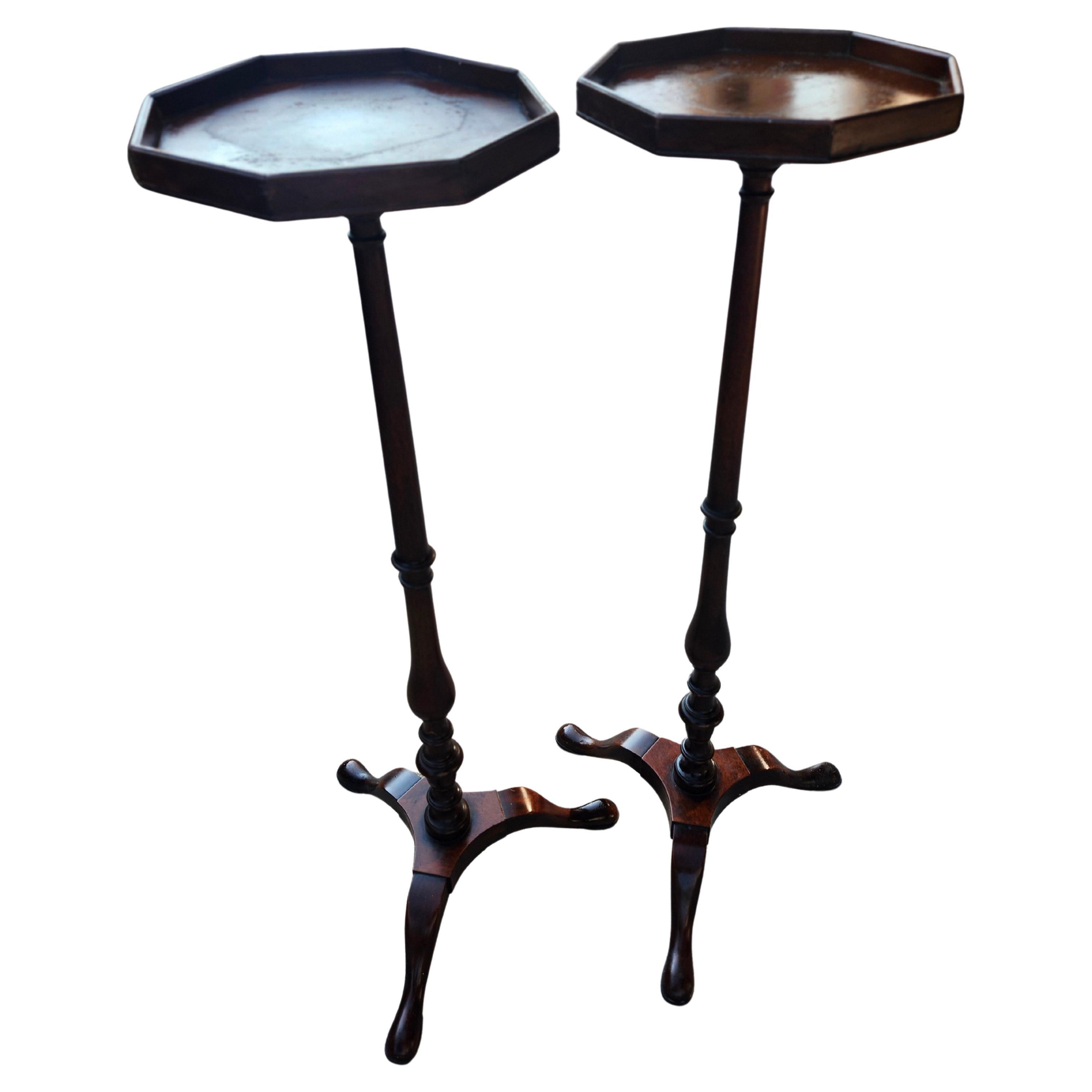 Mid Century Classical Mahogany Pedestal Plant Stands by Kittinger C1940 For Sale
