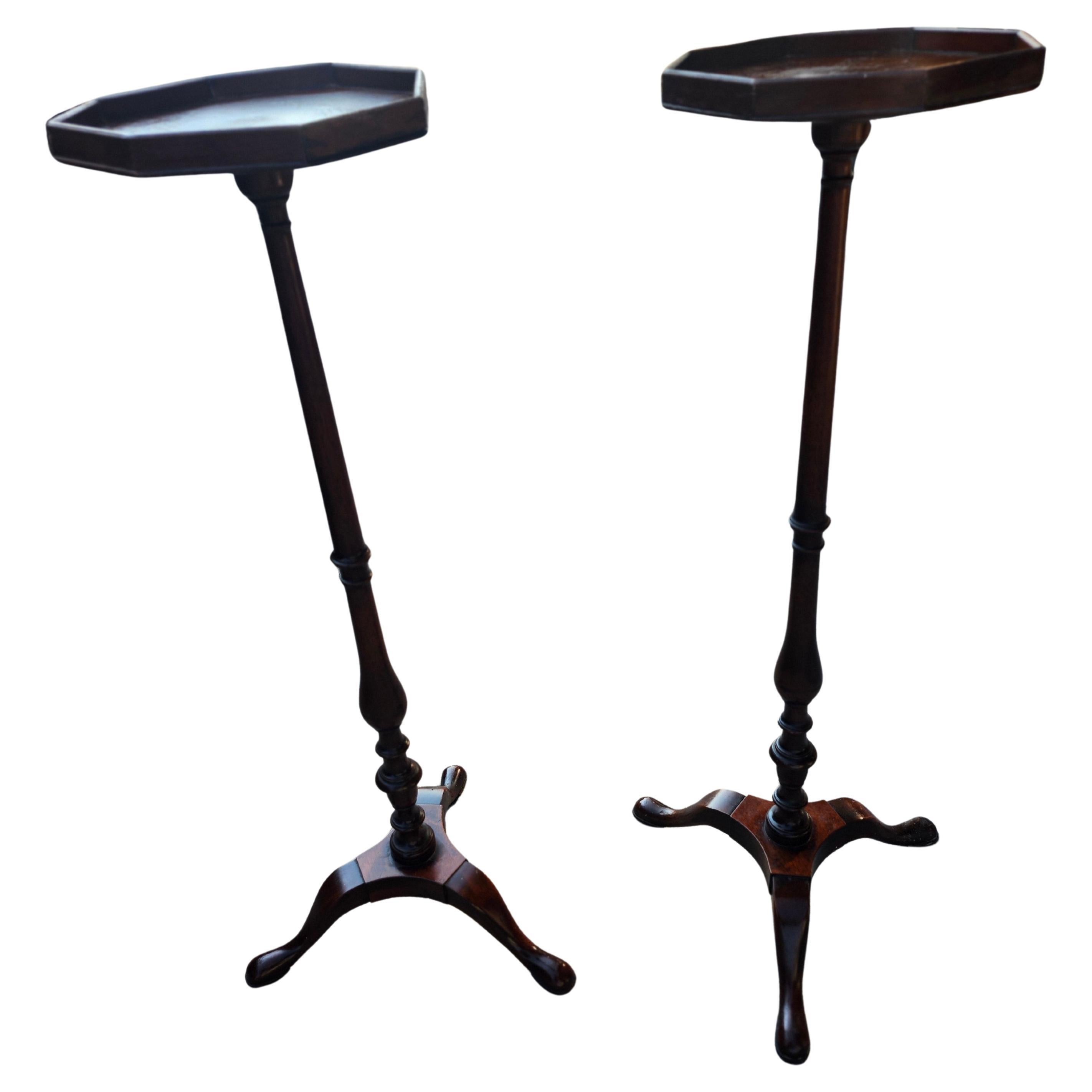 Hand-Crafted Mid Century Classical Mahogany Pedestal Plant Stands by Kittinger C1940 For Sale