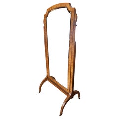 Mid Century Art Deco Golden Maple Cheval Mirror with Beveled Glass C1940