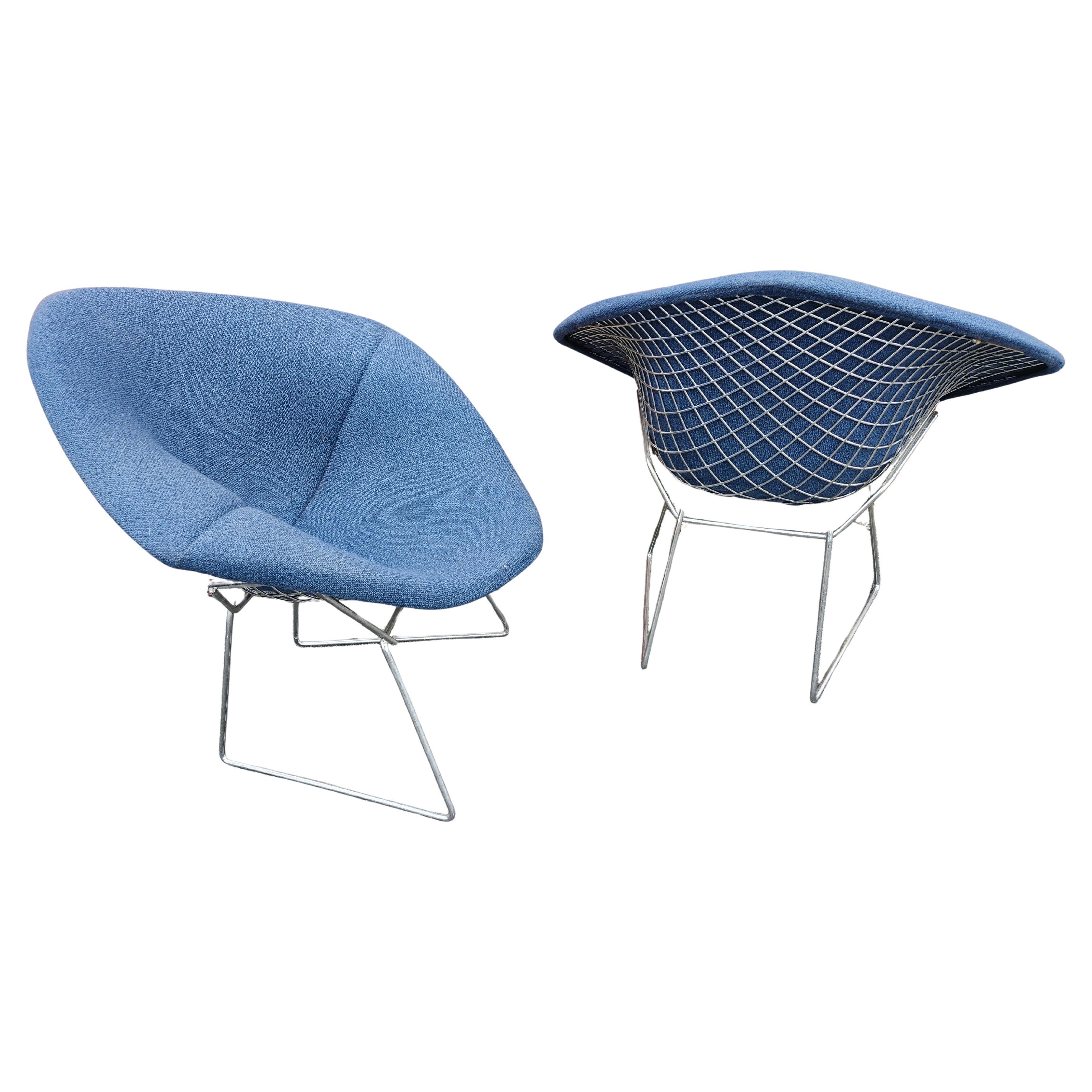 Pair of Mid-Century Modern Sculptural Diamond Chairs by Bill Bertoia for Knoll For Sale