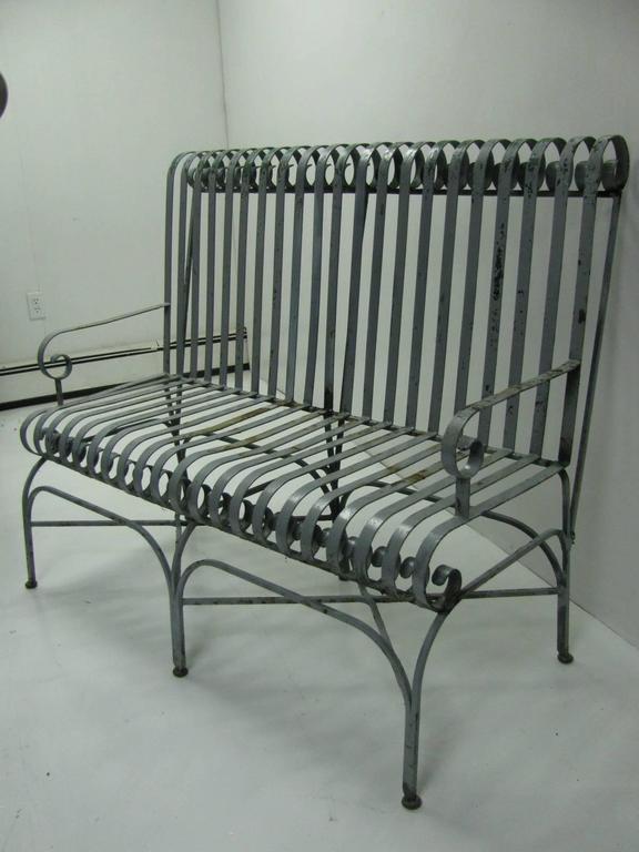 Classic Antique Strap Iron Garden Bench For Sale at 1stdibs