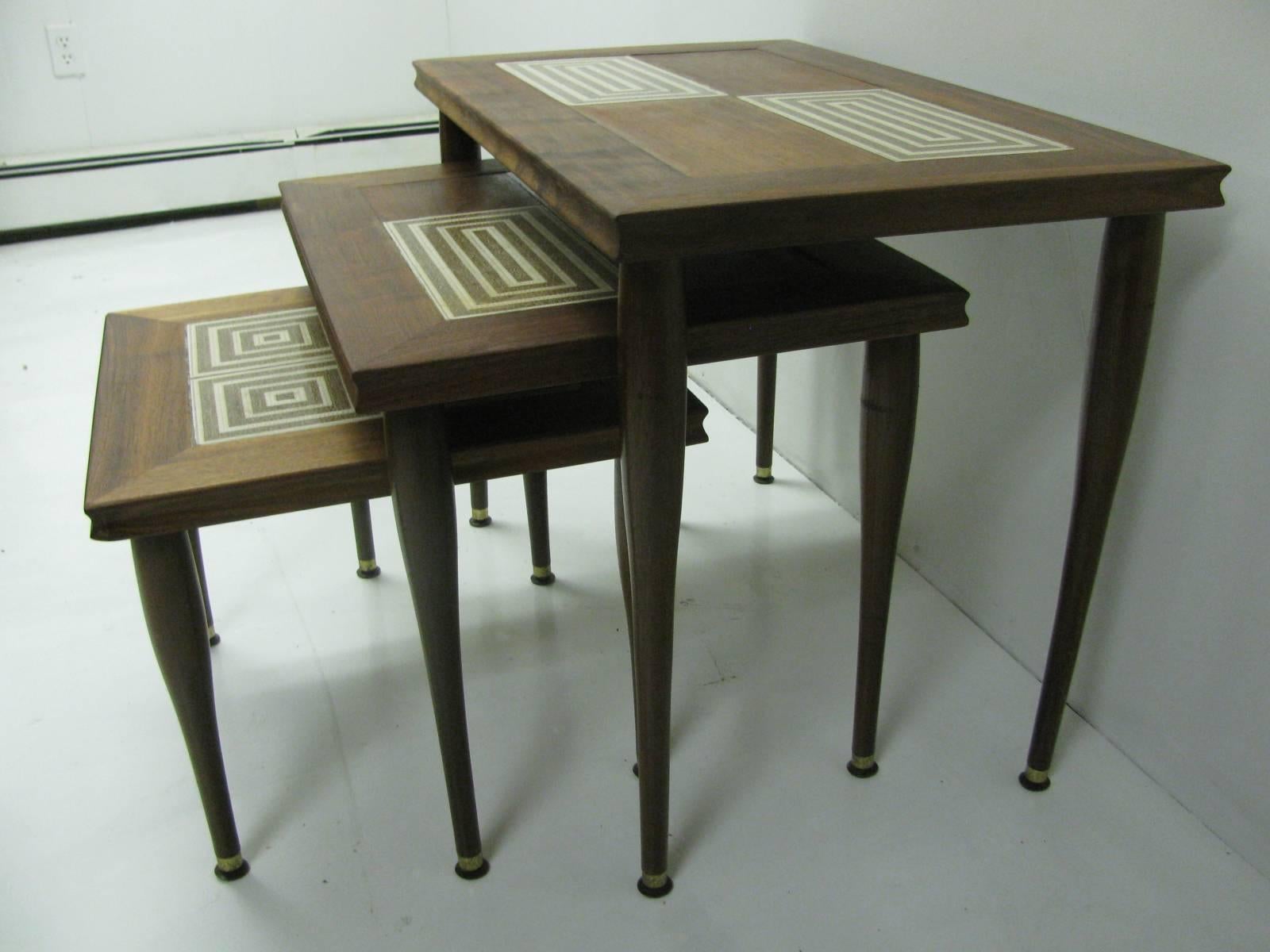 Mid-Century Modern Tile Top Stack Nesting Tables In Excellent Condition In Port Jervis, NY