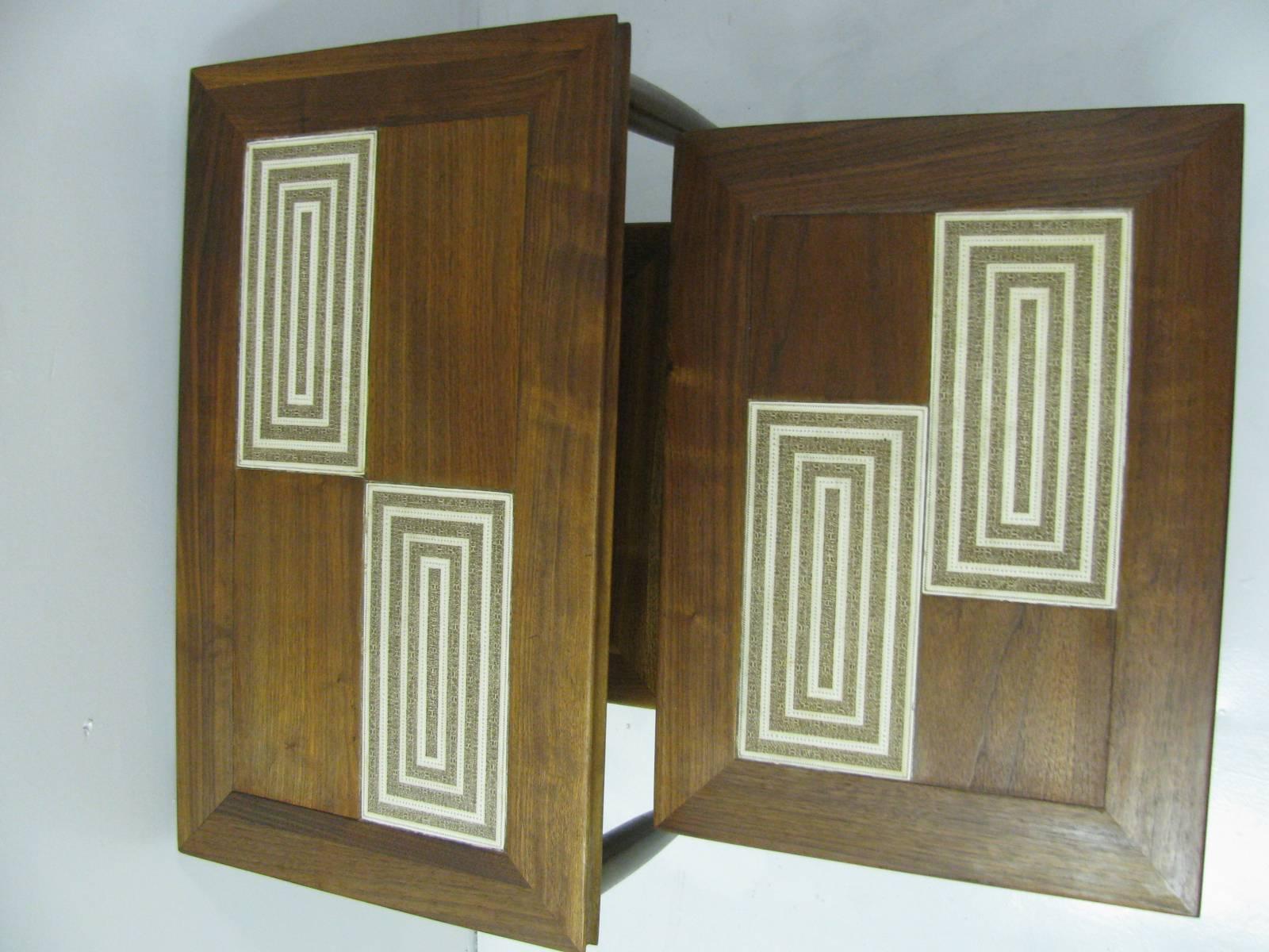 Walnut Mid-Century Modern Tile Top Stack Nesting Tables