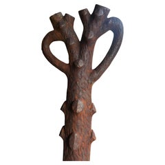 Mid 19th Century Cast Iron Faux Bois Hitching Post Black Forest Styling