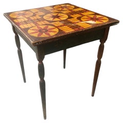 Early Stenciled Hand Painted Parchessi Game Table C 1920