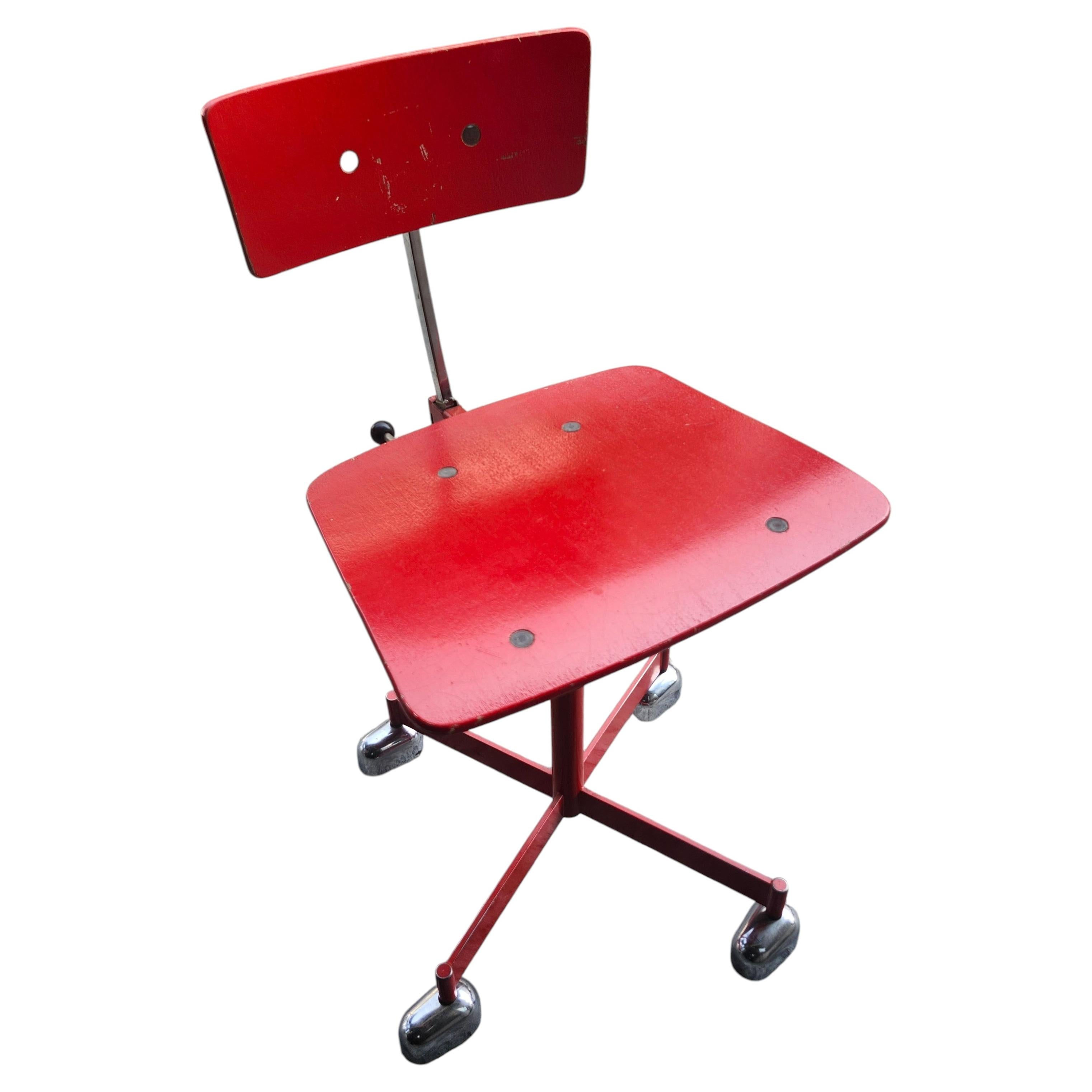 Mid-Century Danish Modern Rolling Desk Chair by Kevi Fully Adjustable For Sale