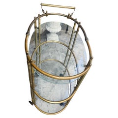 Carrito de bar ovalado de estilo «Mid-Century Modern» con cristal, de Beass, aprox. 1955