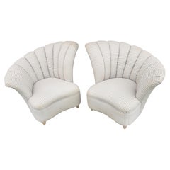 Pair of Art Deco Styled Asymmetrical Channel Back Chairs