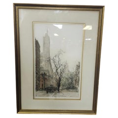 Gravure à l'aquatinte de style Art déco réalisée par Luigi Kashmir, de la 5e Avenue à New York, vers 1930, B. Altman & Co.