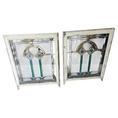 3 Prairie School Windows C1920 Original Stained Glass Intact Sold Individually