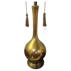 Pair of Mid-Century Modern Sculptural Bulbous Gilt Brass Table Lamps C1955