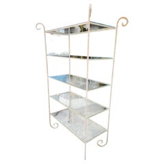 Mid-Century French C1955 Wrought Iron Bakers Rack Etagere with Glass Shelves