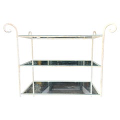 Mid-Century French C1955 Wrought Iron Bakers Rack Etagere with Glass Shelves