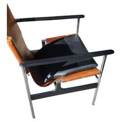 Mid-Century Modern Sculptural Chrome with Leather Chair 657 by Charles Pollack