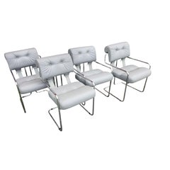 Mid-Century Italian Modern Tucroma set 4 Dining Chairs by Guido Faleschini Pace