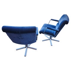 Pair Mid-Century Modern Aluminum with a Sumptuous Body Armchairs Vecta Contract
