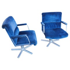 Pair Mid-Century Modern Aluminum with a Sumptuous Body Armchairs Vecta Contract