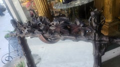 Late 19th C Hand Carved Large Black Forest Frame w Mirror Original