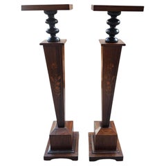 Pair of Asethetic Movement Pedestals with Marquetry and Inlay Throughout C1875