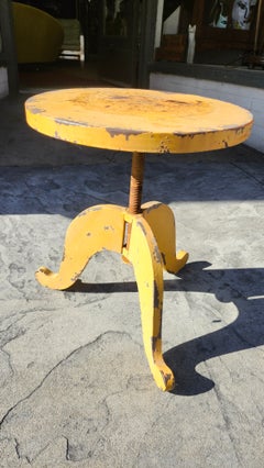 C1930 Adjustable Table / Stool in old Yellow Paint