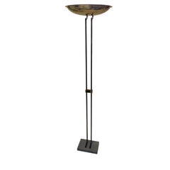 Post-Modern Torchère Uplight Floor Lamp with a Stone Base & Brass Shade