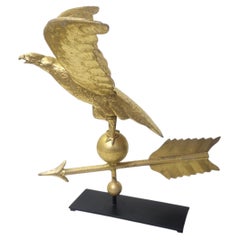 Early 20thC Folk Art Gilt Eagle w Spread Wings