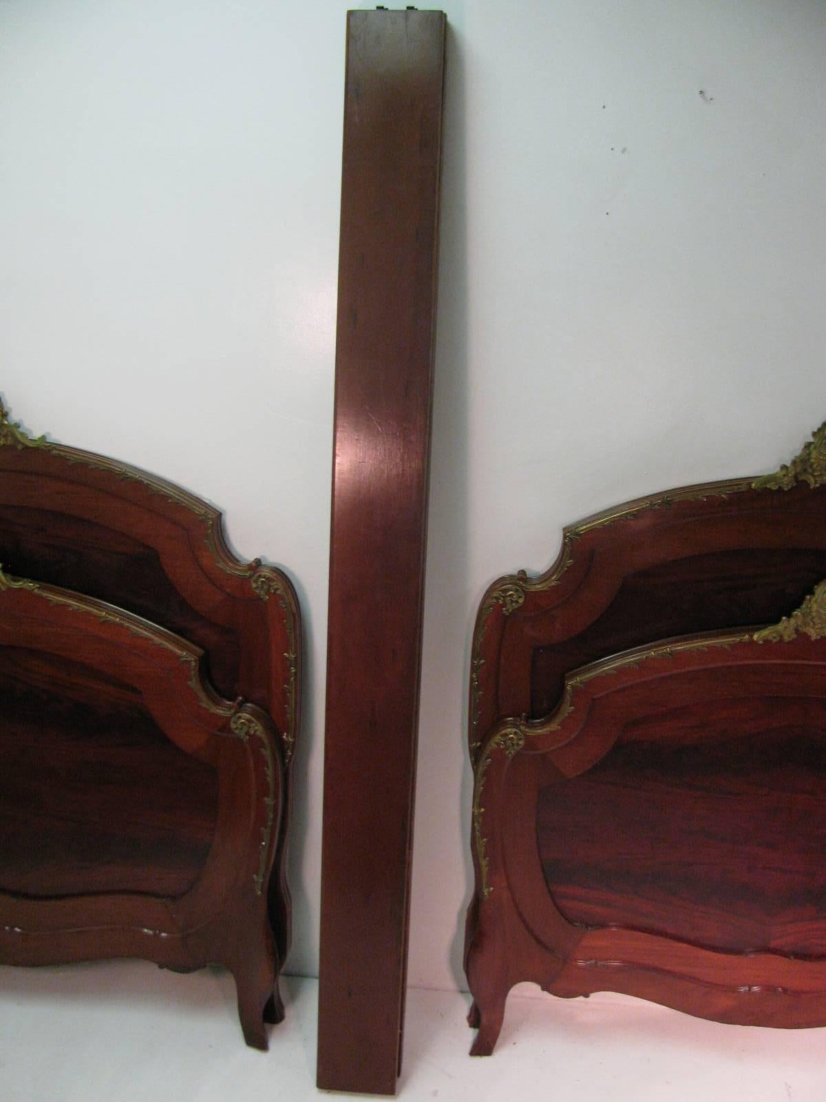 Pair of 19th Century Mahogany Twin Beds in the Manner of Francois Linke 3