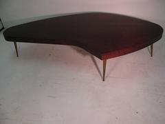 Mid-Century Modern Mahogany Kidney Shaped Cocktail Table