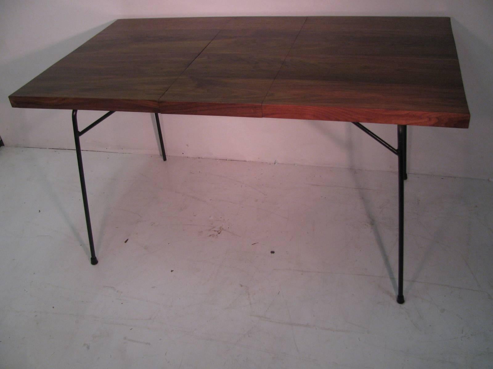 MidCentury Modern Black Walnut and Iron Dining Table by Clifford