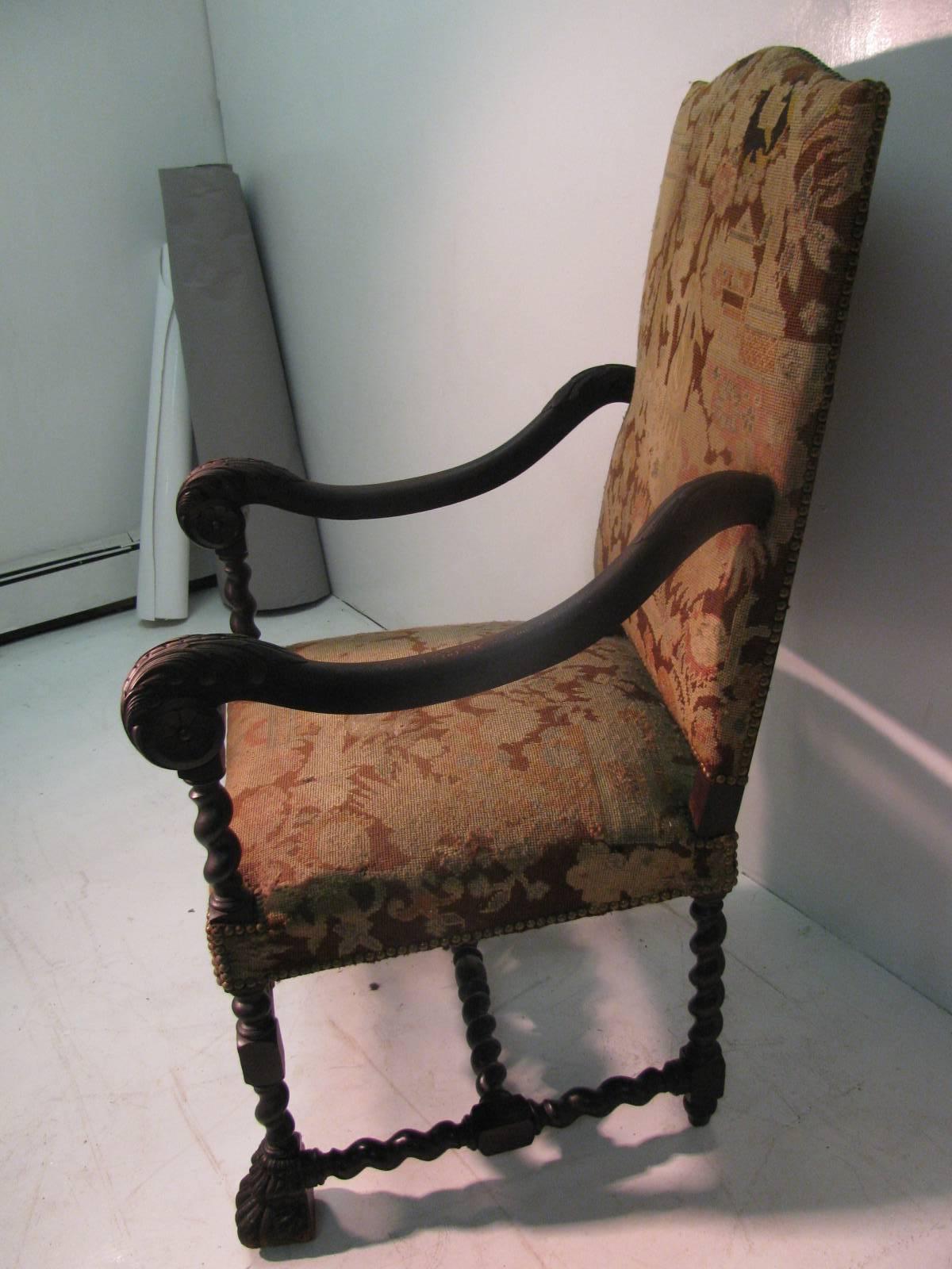 19th Century Walnut French Throne Chair 2