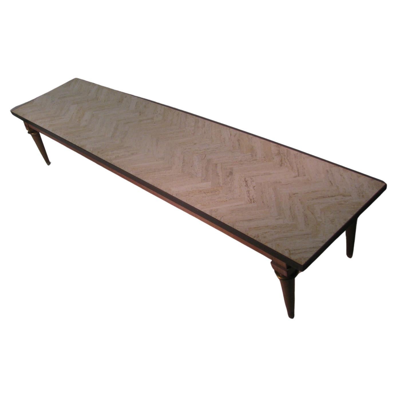 American Mid Century Modern Custom Made Tesselated Travertine Cocktail Table For Sale