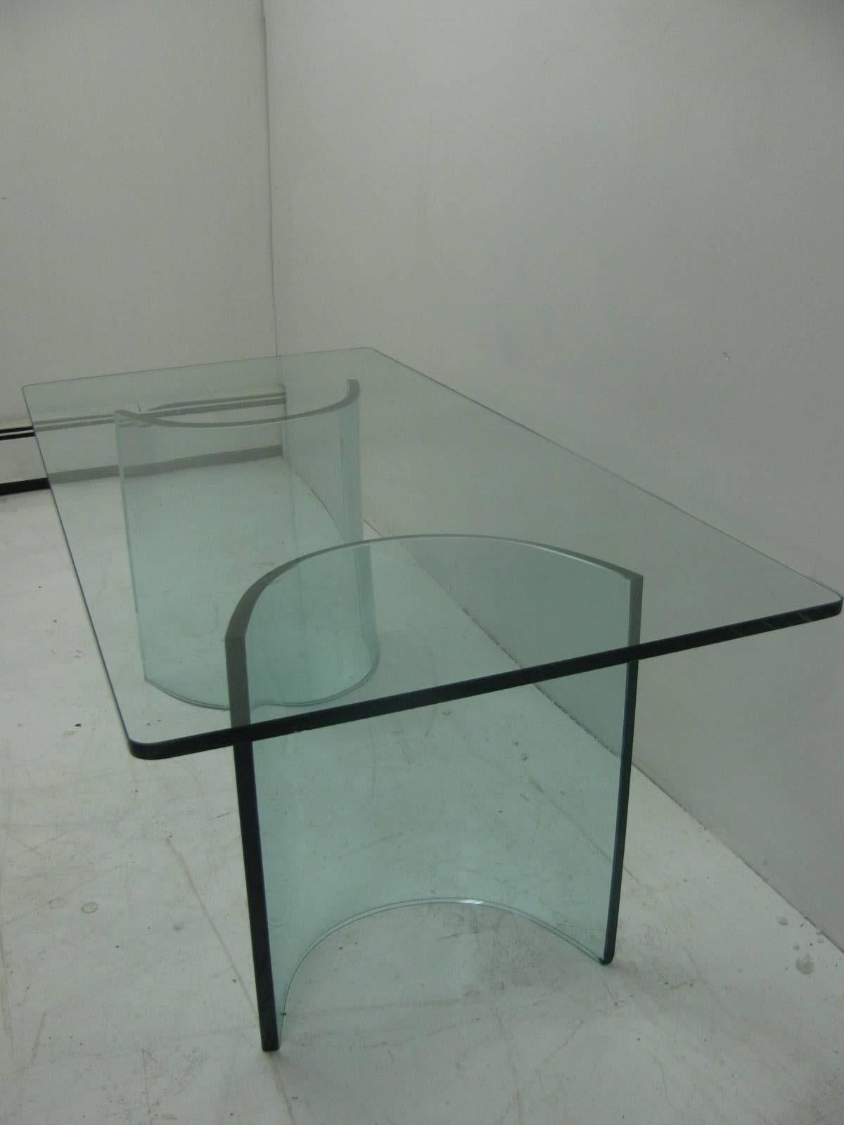 glass curved desk