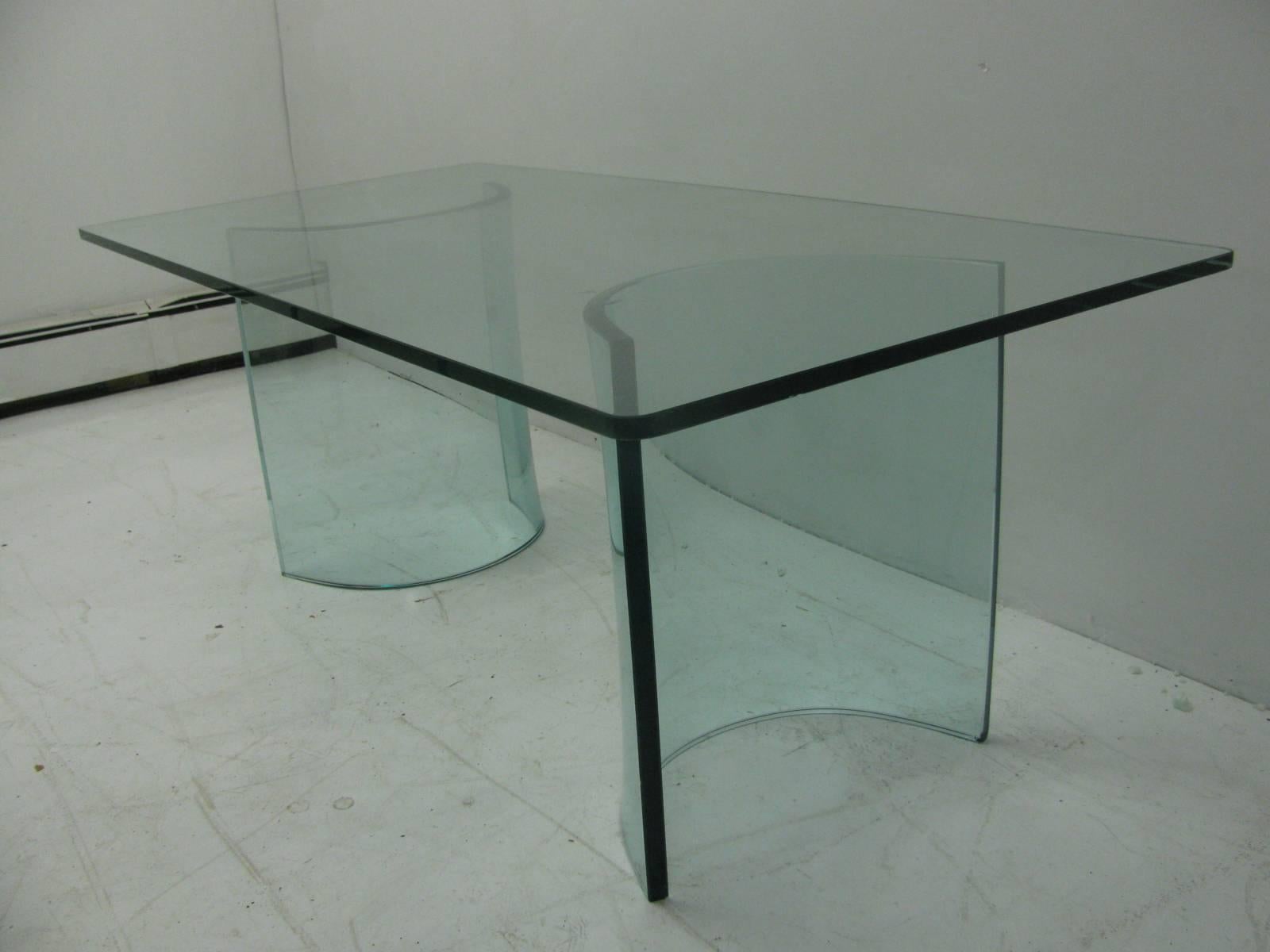 Italian Mid-Century Modern Curved Glass Cocktail Table, Italy
