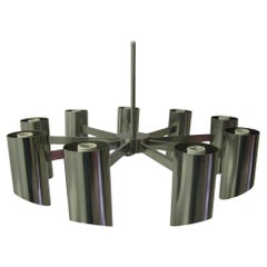 Stainless Steel Mid Century Modern Chandelier by Angelo Lelli for Arredoluce
